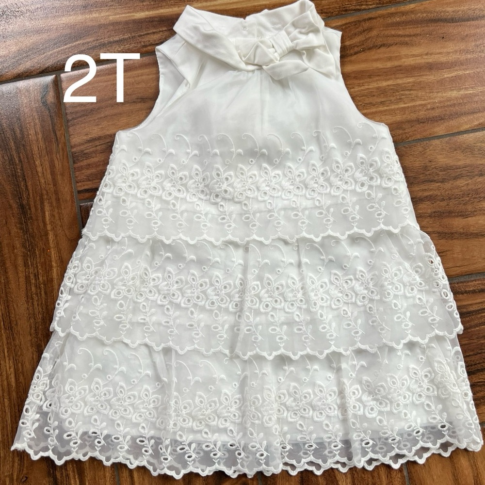 Janie & Jack Tiered Embroidered Organza Dress, 2T